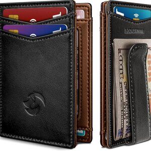 Luxury Slim Wallet for Men - Genuine Leather RFID Blocking with Magnetic Closure